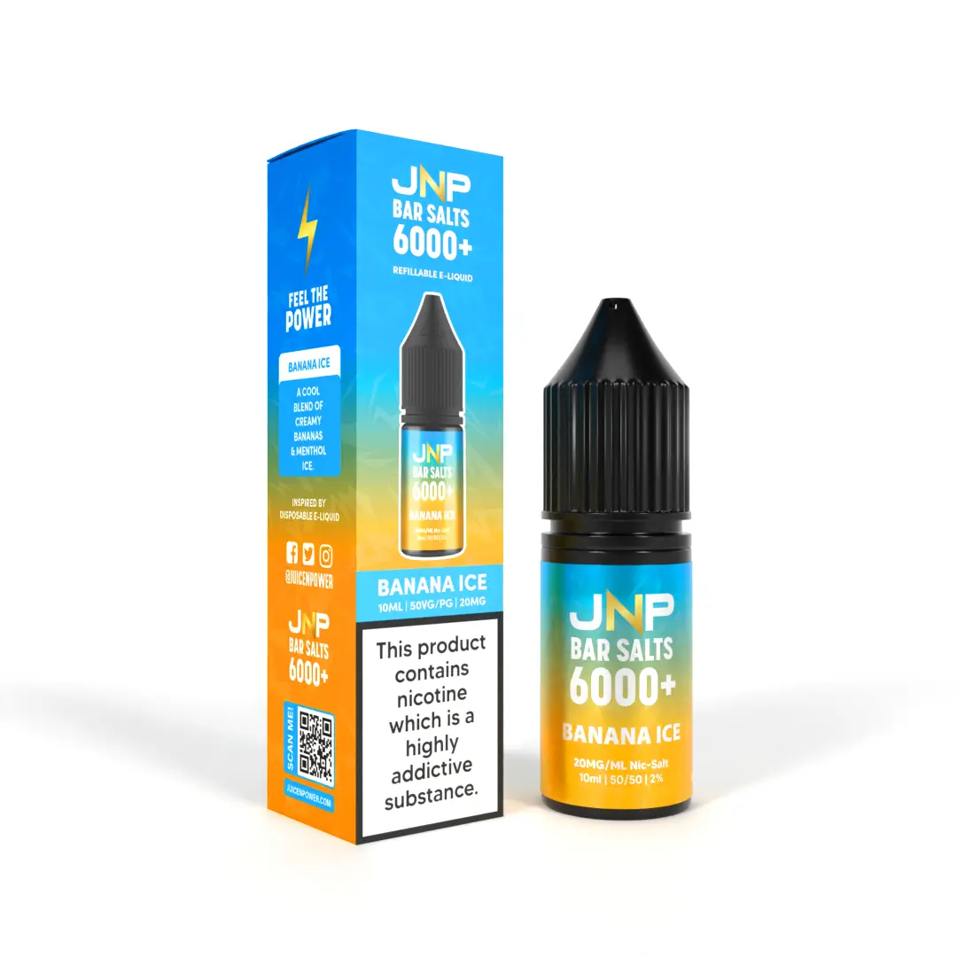 Banana Ice Nic Salt E liquid by JNP Bar Salts 6000 10ml 